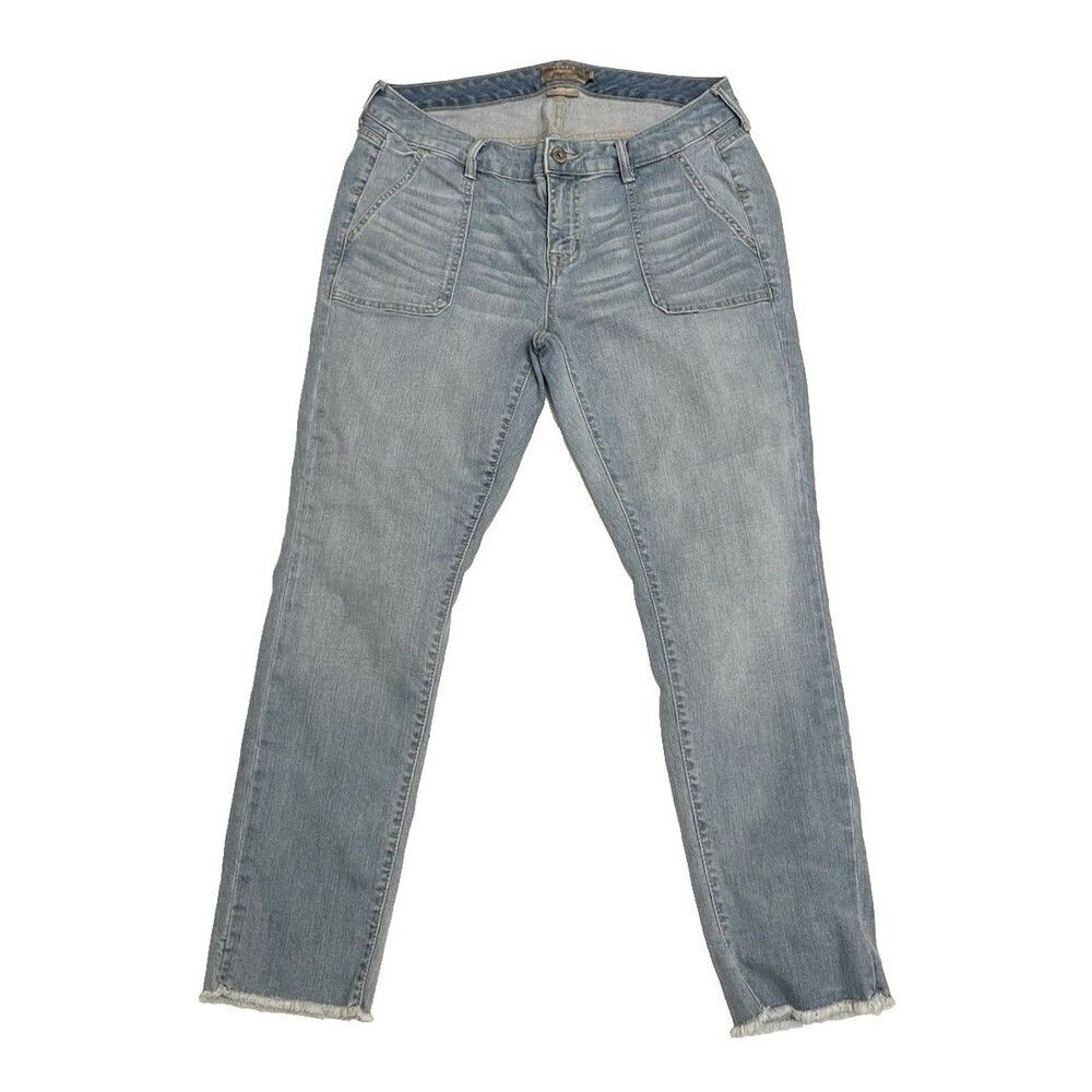 Torrid Denim Jeans Size 12 36" Crop Boyfriend Light Wash Zip Distressed Ankle
